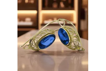 Sapphire 14K Yellow gold Earrings Vintage Jewlery vec023y